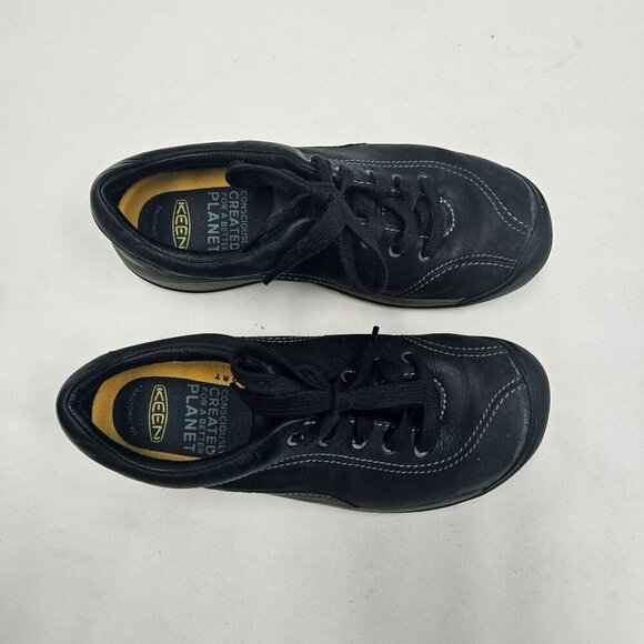 Keen Women's Black Leather Lace-Up Walking Shoes Size‎ 7.5 - Picture 2 of 9